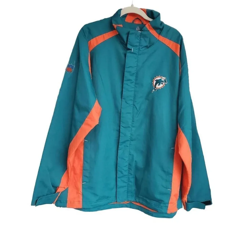 VTG Miami Dolphins Men's Reebok On Field Long Sleeve Full Zip Jacket Extra Large